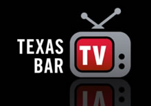 Texas
Bar TV Logo. Texas Bar words on a black box and a tv to the right